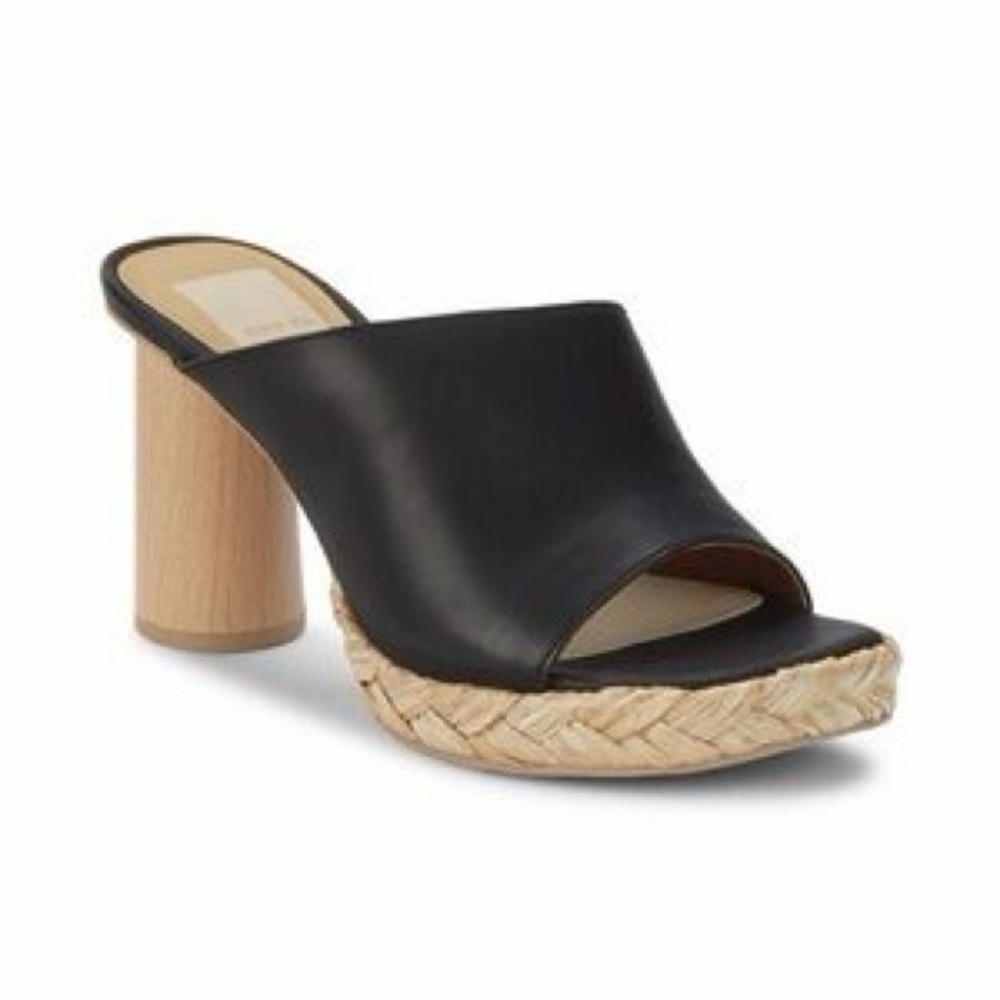 Dolce Vita Black Leather Women's Espadrille Mule